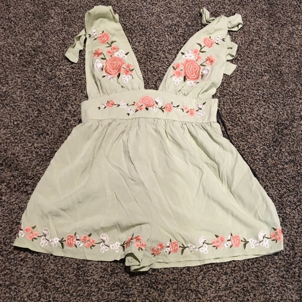 Forever 21 Floral Embroidered Romper